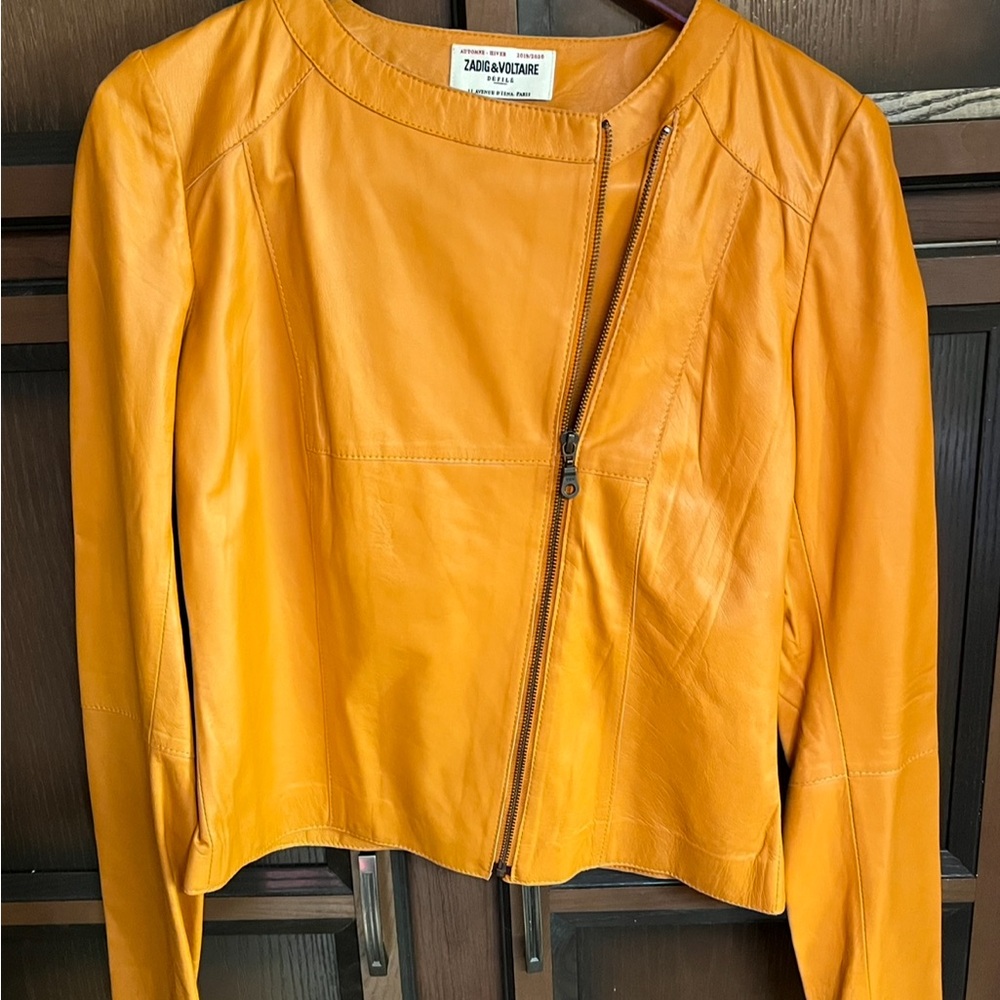 Zadig & Voltaire Women's Orange Leather Jacket
